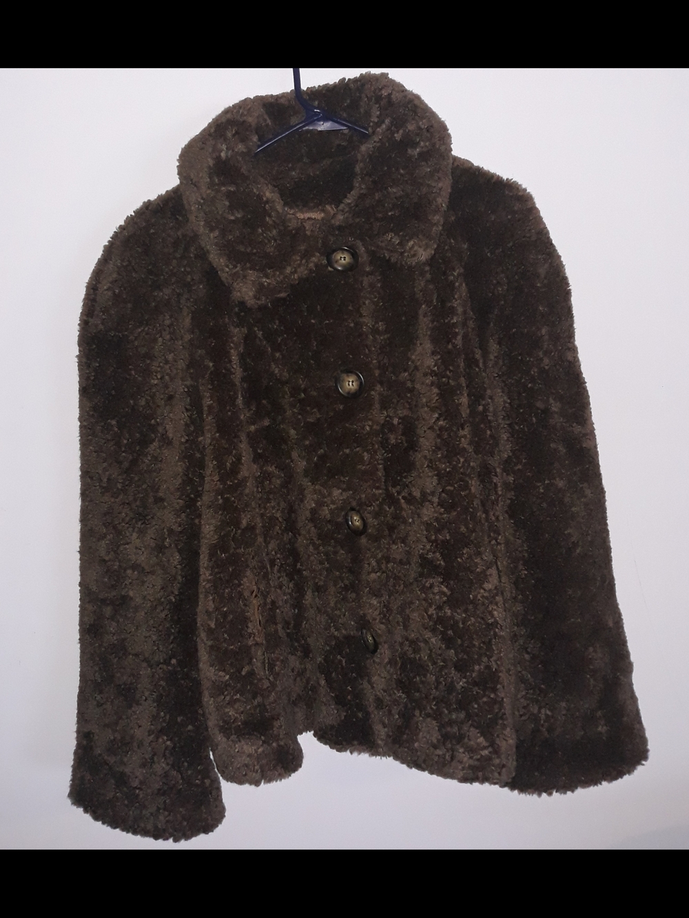 Vintage Cache Plush Brown Faux Fur Button-Up Coat